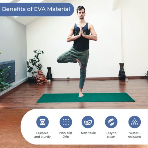 Yogarise 6mm Anti-Skid Yoga Mat with Carry Bag & Strap For Home Gym & Outdoor Workout, Water-Resistant, Super Soft, Easy to Fold (Bottle Green) - Cotton Yoga Mats - Image 5