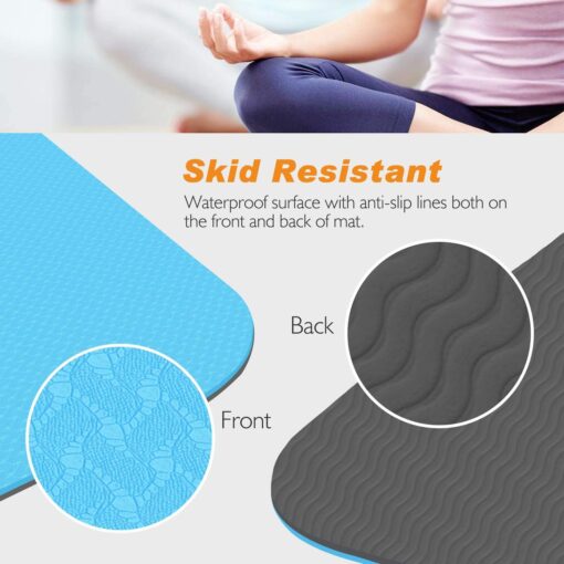 Bodylastics Yoga Mat for Men and Women with Carry Bag TPE 6ft x 2ft x 6mm Large Size Anti Slip & Anti Tear Workout Mat - Yoga Mats Online - Image 4