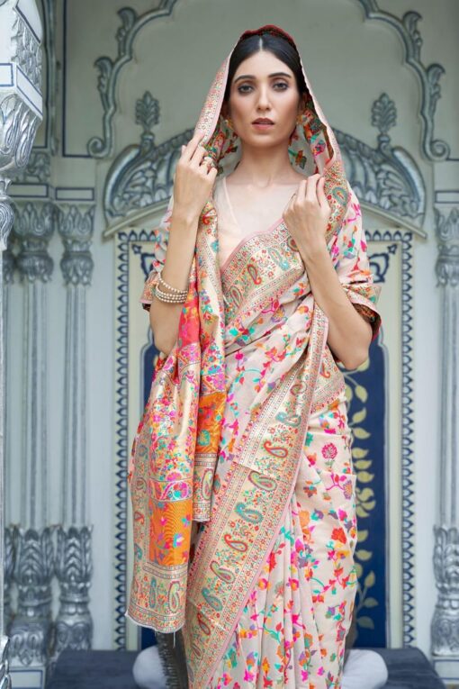 SGF11- Women's Kanjivaram Pure Soft Silk Handloom Saree Pure Golden Zari With Blouse Piece - Kancheepuram Vrk Silks Hyderabad - Image 3