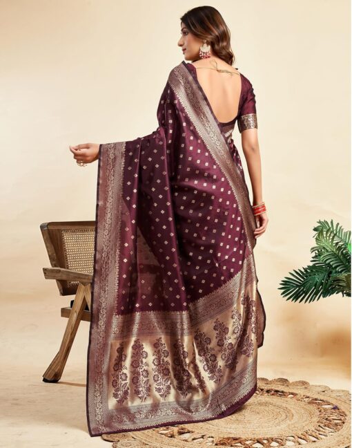 SIRIL Women's Banarasi Soft Silk Saree Pure Silk with Unstitched Blouse Piece - Kancheepuram Vrk Silks Hyderabad - Image 5
