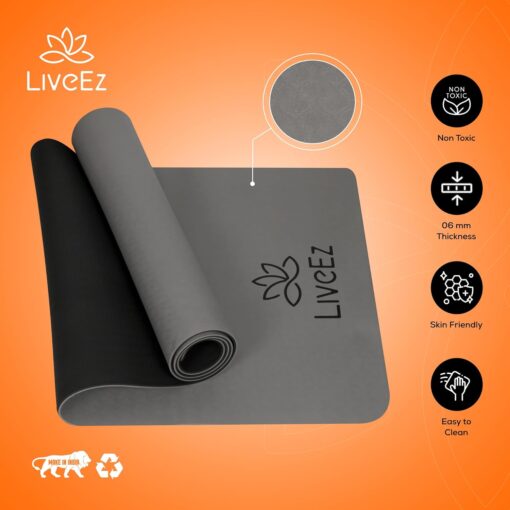 LiveEZ Anti-Skid Lightweight with perfect grip EVA Yoga Mat for Men and Women with Strap - Printed Yoga Mats - Image 4