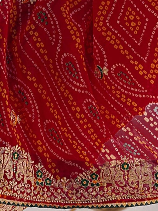 Satrani Women's Georgette Bandhani Printed Embroidery Saree with Unstitched Blouse Piece - Kancheepuram Vrk Silks - Image 5