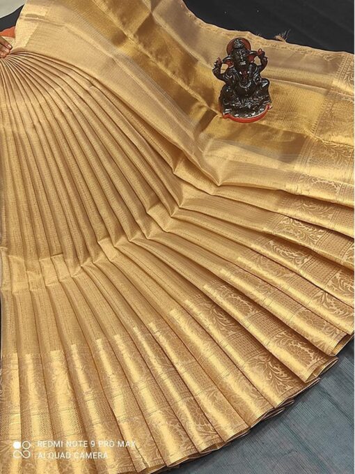 AWESOME Women's Tissue Silk Saree Banarasi Style Saree with Matching Blouse - Kancheepuram Vrk Silks Hyderabad - Image 3