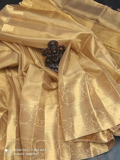 AWESOME Women's Tissue Silk Saree Banarasi Style Saree with Matching Blouse - Kancheepuram Vrk Silks Hyderabad - Image 4