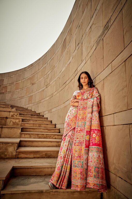 MADHUHANSH Kashmiri Cotton Patola Saree for Women | Cotton Saree | Sarees with Unstitched Blouse | Saree with Blouse Piece | Soft and Skin Friendly - Kancheepuram Vrk Sil Open Now - Image 4