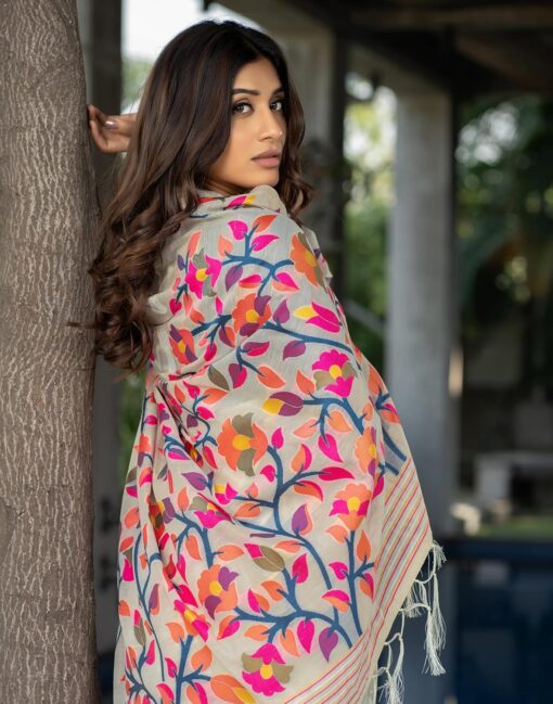 SIRIL Women's Cotton Jacquard Saree With Unstitched Blouse Piece - Kancheepuram Vrk Silks - Image 4