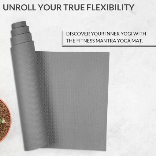 Fitness Mantra® 6mm Anti Skid Yoga Mat for Men & Women| Qnty.-1 Pcs.| (Grey, 6mm) - Yoga Mats Near Me - Image 2