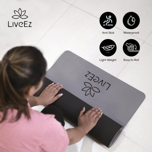 LiveEZ Anti-Skid Lightweight with perfect grip EVA Yoga Mat for Men and Women with Strap - Printed Yoga Mats - Image 2