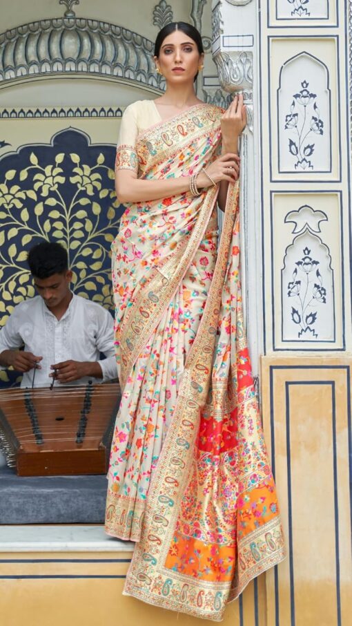 SGF11- Women's Kanjivaram Pure Soft Silk Handloom Saree Pure Golden Zari With Blouse Piece - Kancheepuram Vrk Silks Hyderabad - Image 2