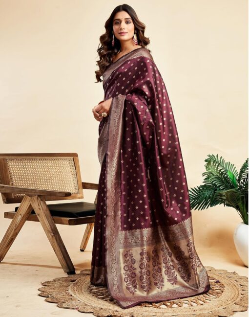 SIRIL Women's Banarasi Soft Silk Saree Pure Silk with Unstitched Blouse Piece - Kancheepuram Vrk Silks Hyderabad - Image 2