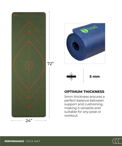 TEGO Stance Truly Reversible Yoga Mat with GuideAlign - 5-6mm Thickness (With Bag-Camo Red)72x24 Inch-Exercise, Anti Slip, Grippy for men,women,kids - Cork Yoga Mats - Image 4
