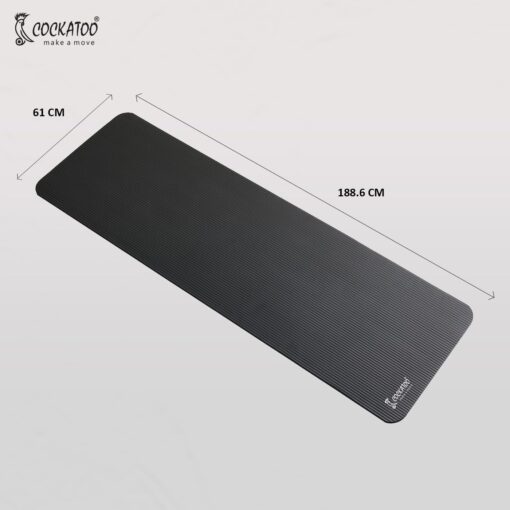 Cockatoo 15mm Thick NBR Yoga Mat For Home and Gym Workout| Anti Slip Yoga Mat For Men & Women| Yoga Mat with Carrying Strap, Black - Best Yoga Mats Online - Image 3