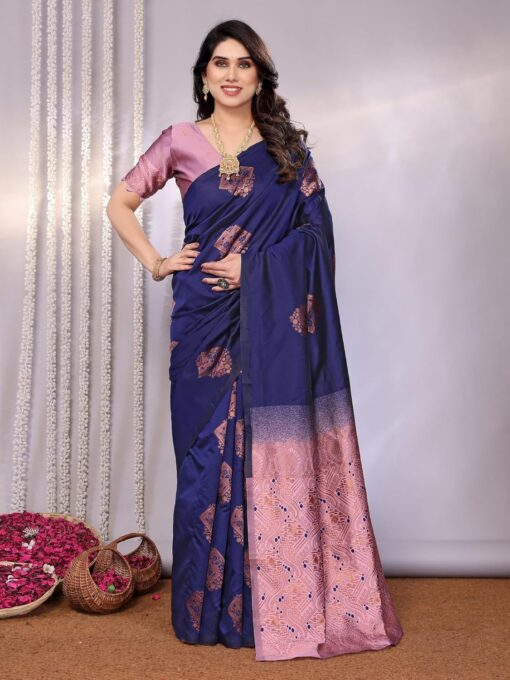 RAJESHWAR FASHION WITH RF Women's Kanjivaram Art Silk Saree Soft Banarasi Style Sari With Blouse Piece For Wedding - Kancheepuram Vrk Silks Karimnagar Photos - Image 3