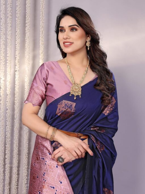 RAJESHWAR FASHION WITH RF Women's Kanjivaram Art Silk Saree Soft Banarasi Style Sari With Blouse Piece For Wedding - Kancheepuram Vrk Silks Karimnagar Photos - Image 6