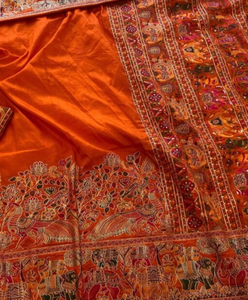 SWORNOF Women's Patola Silk Saree With Unstitched Boluse Piece - Kancheepuram Vrk Silks Ameerpet - Image 3