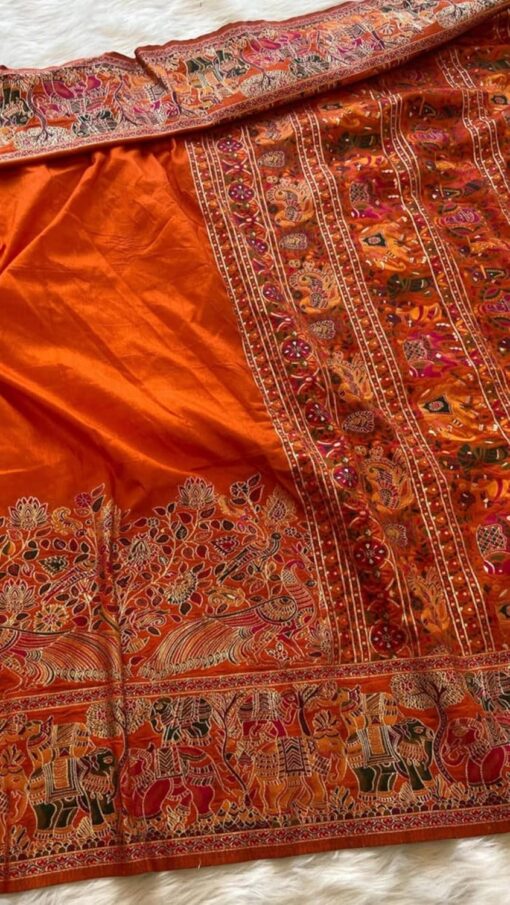 SWORNOF Women's Patola Silk Saree With Unstitched Boluse Piece - Kancheepuram Vrk Silks Ameerpet - Image 4