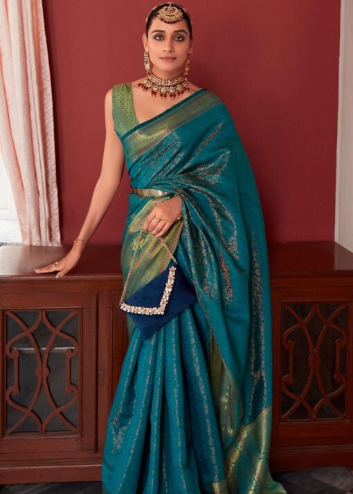 SWORNOF Women's kanjivaram banarasi silk saree for Patola festival Wedding silk with rich pallu Design sarees for women with blouse piece - Kancheepuram Vrk Silks Hyderabad - Image 3