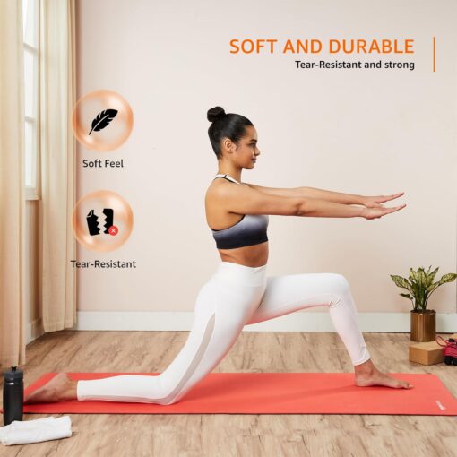 AmazonBasics Dual Colour Yoga Mat | 6 MM Thick Mat | Carry Strap | Grippy Surface | Anti Slip Exercise Mat - Custom Yoga Mats - Image 2