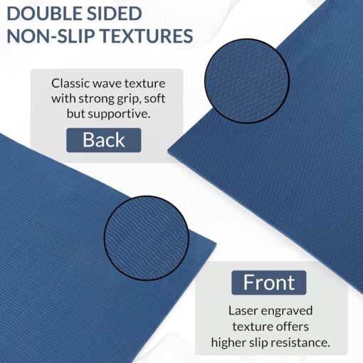 Fitness Mantra® 6mm Anti Skid Yoga Mat for Men & Women| Qnty.-1 Pcs.| (Navy Blue, 6mm) - Online Yoga Mats - Image 2