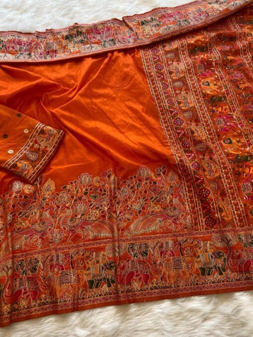 SWORNOF Women's Patola Silk Saree With Unstitched Boluse Piece - Kancheepuram Vrk Silks Ameerpet - Image 2