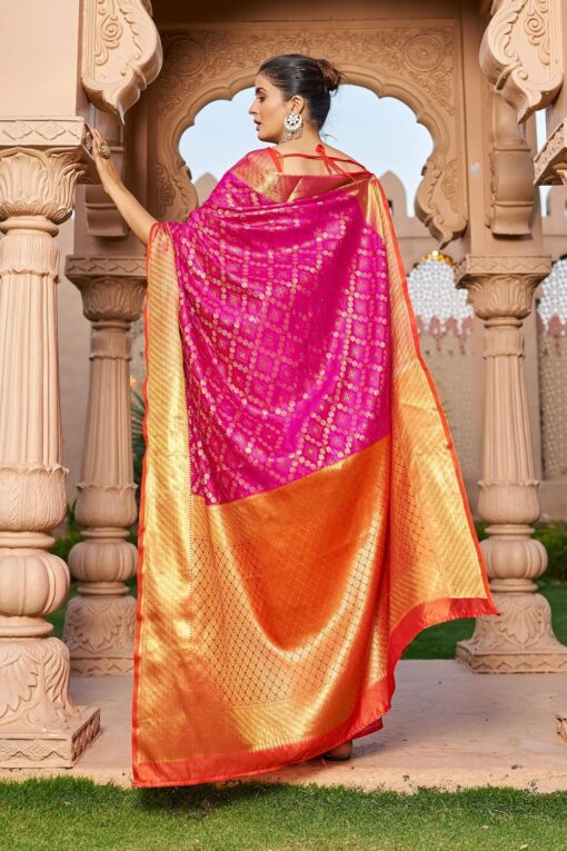 SWORNOF Women's Patola Silk Saree With Unstitched Boluse Piece - Kancheepuram Vrk Silks Karimnagar Photos - Image 2
