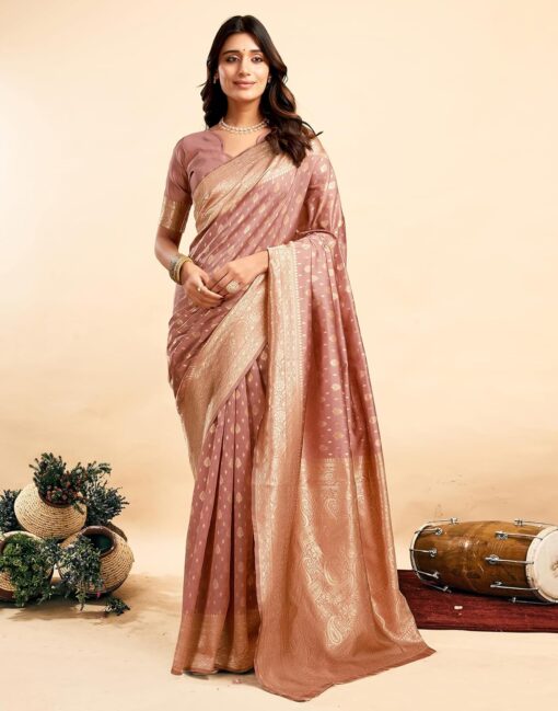 SIRIL Women's Pure Kanjivaram Silk Saree Soft Sarees Banarasi Style With Blouse Piece For Wedding - Kancheepuram Vrk Sil - Image 4