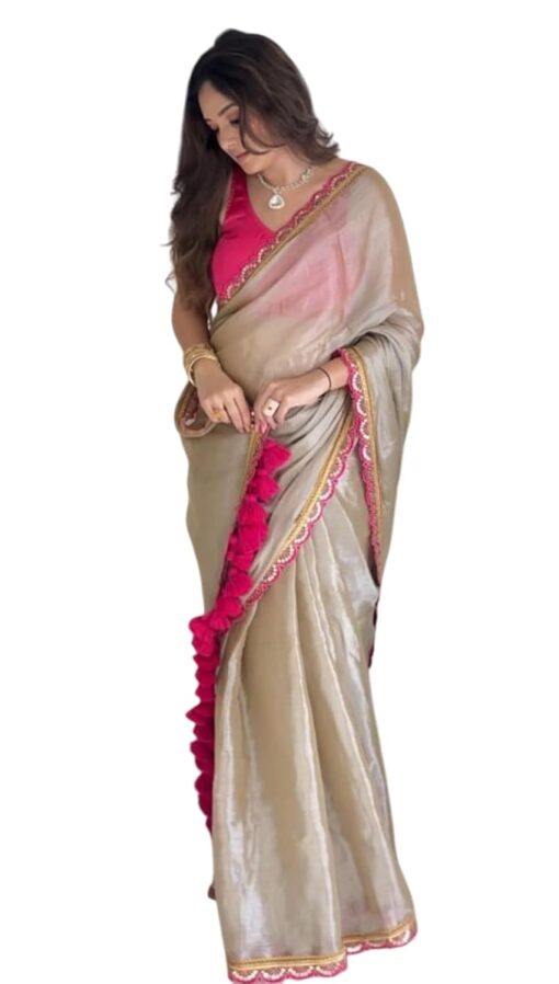 HMP Fashion Women's Two-Tone Soft Erode Silk Saree with Lace Border, Banglori Blouse Piece - Kancheepuram Vrk Sil Open Now - Image 2