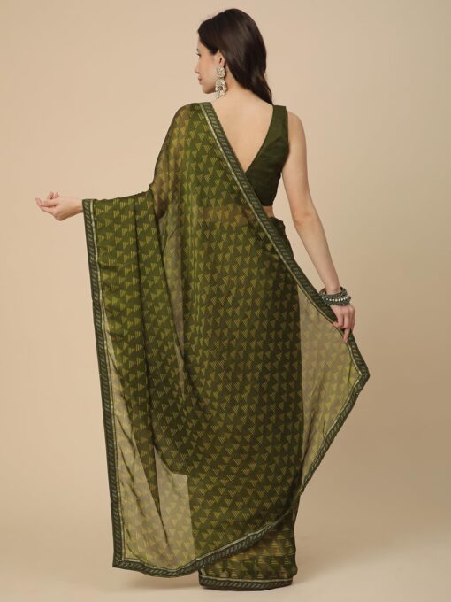 RATAN Women's Chiffon Printed Saree with Printed Blouse Piece - Kancheepuram Vrk Silks Karimnagar Photos - Image 2