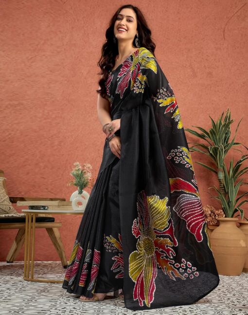 SIRIL Women's Cotton Printed Saree With Unstitched Blouse Piece - Kancheepuram Vrk Sil - Image 2