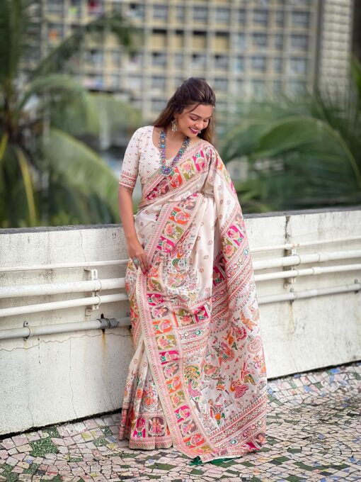 SGF11 Women's Kanjivaram Pure Soft Silk Saree With Unstitched Blouse Piece - Kancheepuram Vrk Sil - Image 5