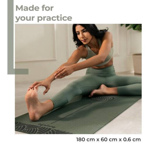 Lifelong Yoga Mat for Men & Women | 5mm Thick TPE Cushioning | Non-Toxic & Sweat-Resistant | Lightweight & Portable with Carry Bag | Home & Studio Workout Mat | Made in India (Olive Green) - Custom Yoga Mats - Image 3