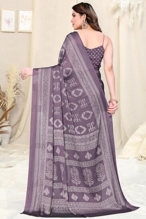 MIRCHI FASHION Women's Chiffon Block Printed Saree with Blouse Piece - Kancheepuram Vrk Silks Karimnagar Photos - Image 3