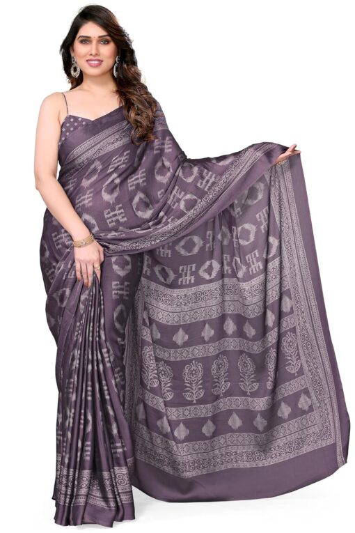 MIRCHI FASHION Women's Chiffon Block Printed Saree with Blouse Piece - Kancheepuram Vrk Silks Karimnagar Photos - Image 6