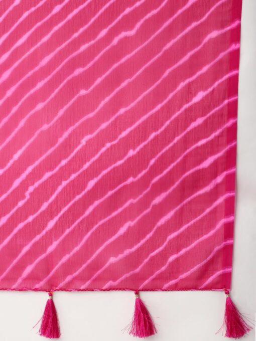 RANI SAAHIBA Women's Chiffon Lehriya Printed Saree Without Blouse - Kancheepuram Vrk Silks Ameerpet - Image 6