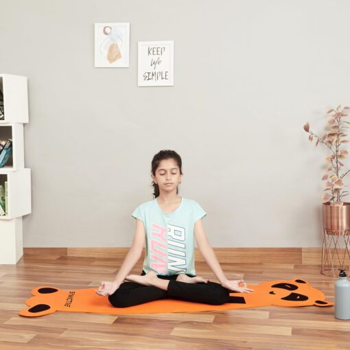 Amazon Brand - Symactive 4 Mm Anti-Skid Lightweight Ldpe Printed Yoga Mat With A Carrying Strap For Kids For Workout, Yoga And Fitness (Orange, 2X5 Ft, Panda), Pink - Thick Yoga Mats - Image 4