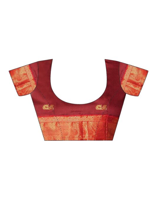 Satrani Women's Banarasi Jacquard Kanjivaram Silk Saree with Unstitched Blouse Piece - Kancheepuram Vrk Silks - Image 6
