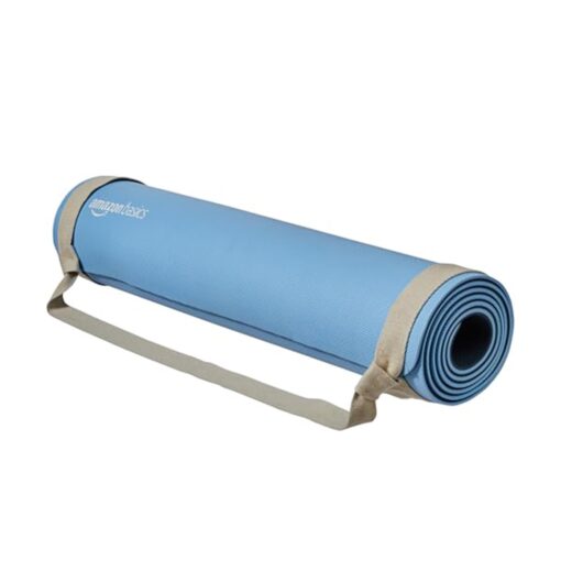 AmazonBasics Dual Colour Reversible Yoga Mat | 6 MM Anti-Slip Thick Mat | Carry Strap | Grippy Surface | TPE & EVA Material | for Men & Women (Dark Blue & Light Blue) - Yoga Mats Online - Image 8