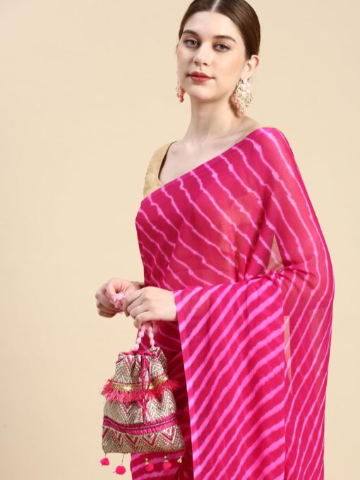RANI SAAHIBA Women's Chiffon Lehriya Printed Saree Without Blouse - Kancheepuram Vrk Silks Ameerpet - Image 2