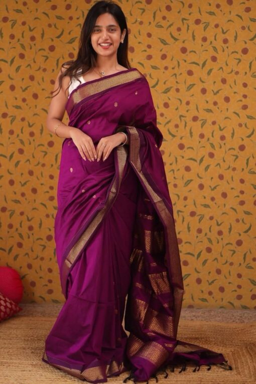 SGF11 Women's Kanjivaram Pure Soft Silk Saree With Unstitched Blouse Piece - Kancheepuram Vrk Silks Hyderabad - Image 2