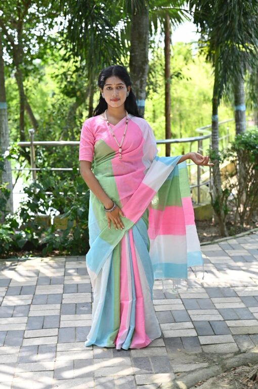 Handloom Pure Cotton Saree With Multicolour Design Including Blouse Pice By Kamana Textile - Kancheepuram Vrk Silks Karimnagar Photos - Image 3