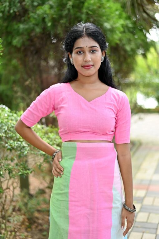 Handloom Pure Cotton Saree With Multicolour Design Including Blouse Pice By Kamana Textile - Kancheepuram Vrk Silks Karimnagar Photos - Image 4