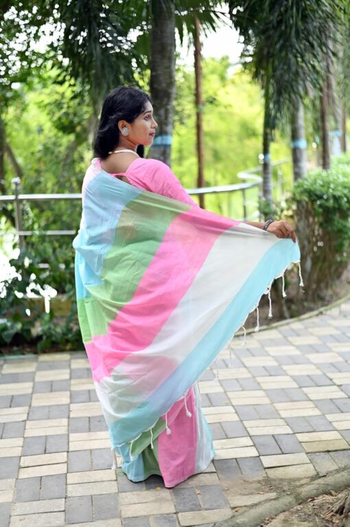 Handloom Pure Cotton Saree With Multicolour Design Including Blouse Pice By Kamana Textile - Kancheepuram Vrk Silks Karimnagar Photos - Image 5