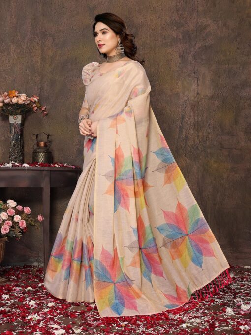 Yashika Women's Chanderi Floral Digital Print Chandheri Saree with Unstitched Blouse Material - Kancheepuram Vrk Silks Reviews - Image 3