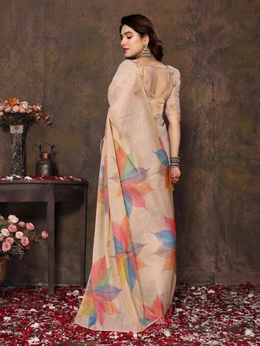 Yashika Women's Chanderi Floral Digital Print Chandheri Saree with Unstitched Blouse Material - Kancheepuram Vrk Silks Reviews - Image 4