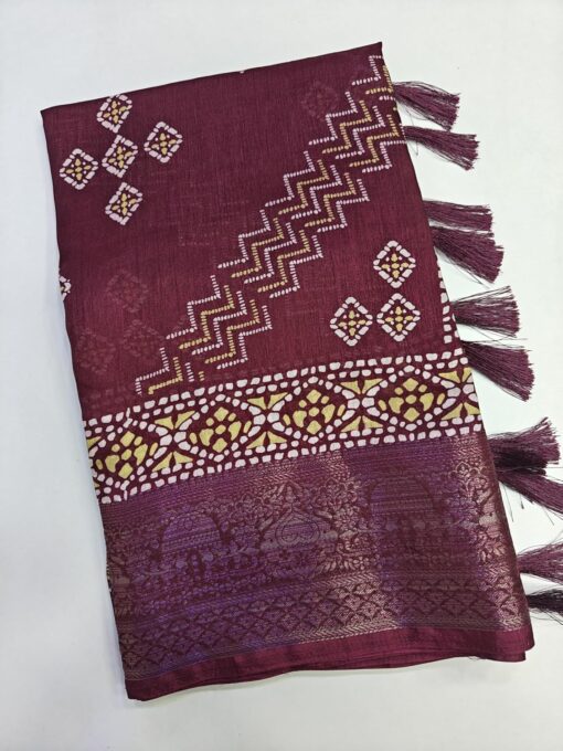 J 6 Designers New Printed Dola Silk Saree with Blouse | Perfect for Festive Occasions | Dola Silk | Silk Saree | Cotton Silk Saree | Silk Saree Collection. - Jimmy Choo Saree Myntra Under 1500 - Image 3
