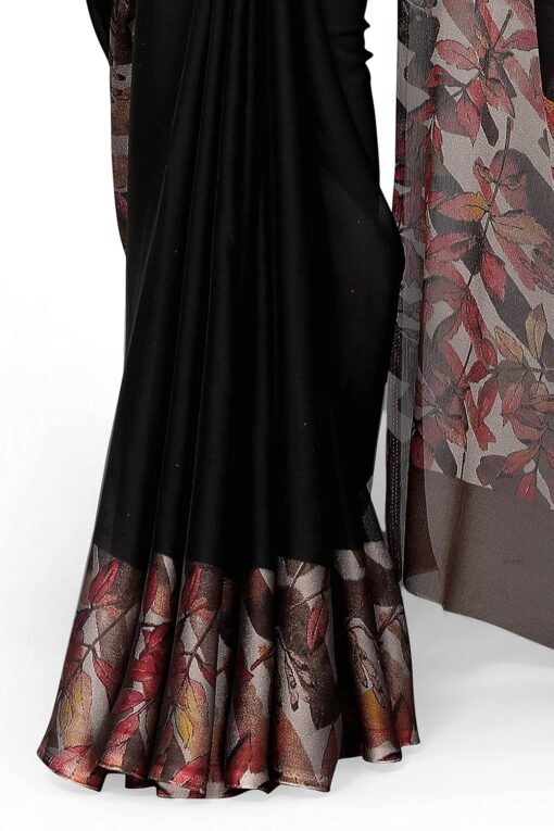 MIRCHI FASHION Women's Fancy Chiffon Leaf Border Printed Solid Saree with Blouse Piece - Jimmy Choo Saree Myntra Under 1500 - Image 9