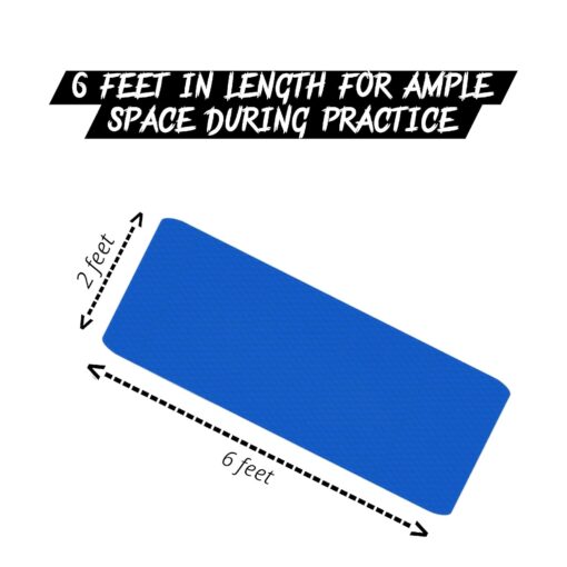 FOXWHEEL® 4MM Thick, Light Weight with Anti-Slip Dual Side Embossed Yoga Mat with Carrying Strap For Men aand Women (4MM, Blue) - Good Yoga Mats - Image 2