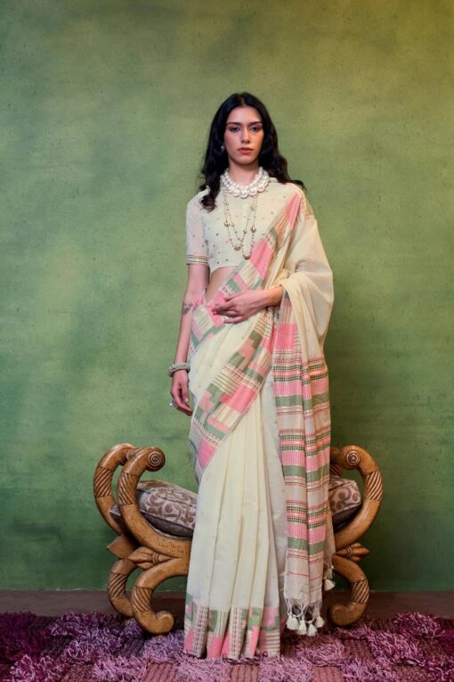 SGF11 Women's Kanjivaram Soft Cotton Linen Silk Saree With Unstitched Blouse Piece - Jimmy Choo Saree Myntra Under 1500 - Image 2