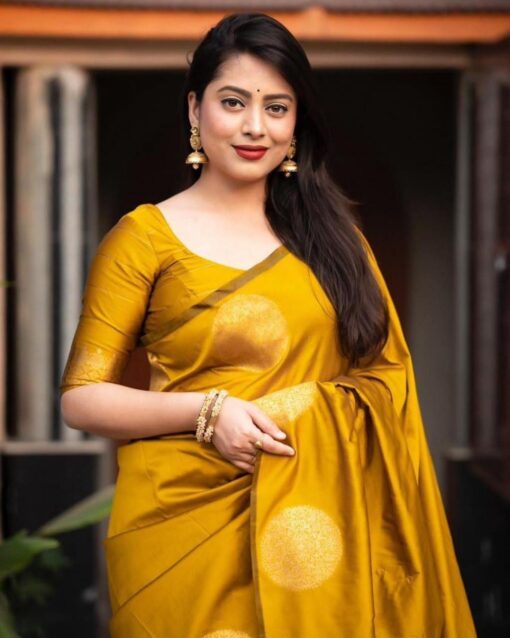 Yashika Women's Banarasi Kanjivaram Cotton Silk Woven Saree with Unstitched Blouse Material - Kancheepuram Vrk Sil Open Now - Image 2