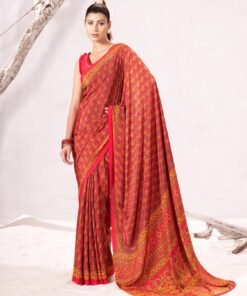 Garden Vareli Crepe Saree with Unstitched Blouse Piece - Jimmy Choo Saree Myntra Wholesale - Image 5